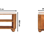 Beaumont Marble Shoe Bench, 2 Open Shelves, White and Brown