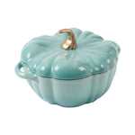 Enamelled Cast Iron Pumpkin Dutch Oven With Lid And Handles | Teal