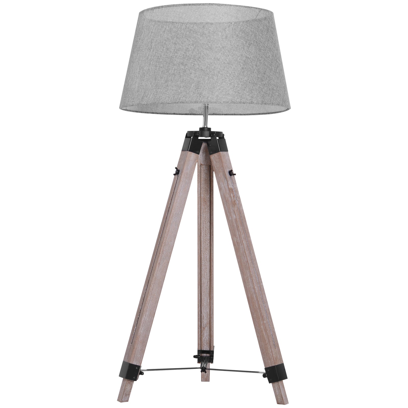 Tripod Floor Lamp Freestanding Bedside Light Fabric Shade