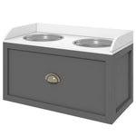 Stainless Steel Raised Dog Bowl W/ 21l Storage Drawer, For Large Dogs | Gray