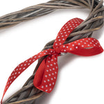 Wicker Slim Heart Wreath With Red Spotty Ribbon