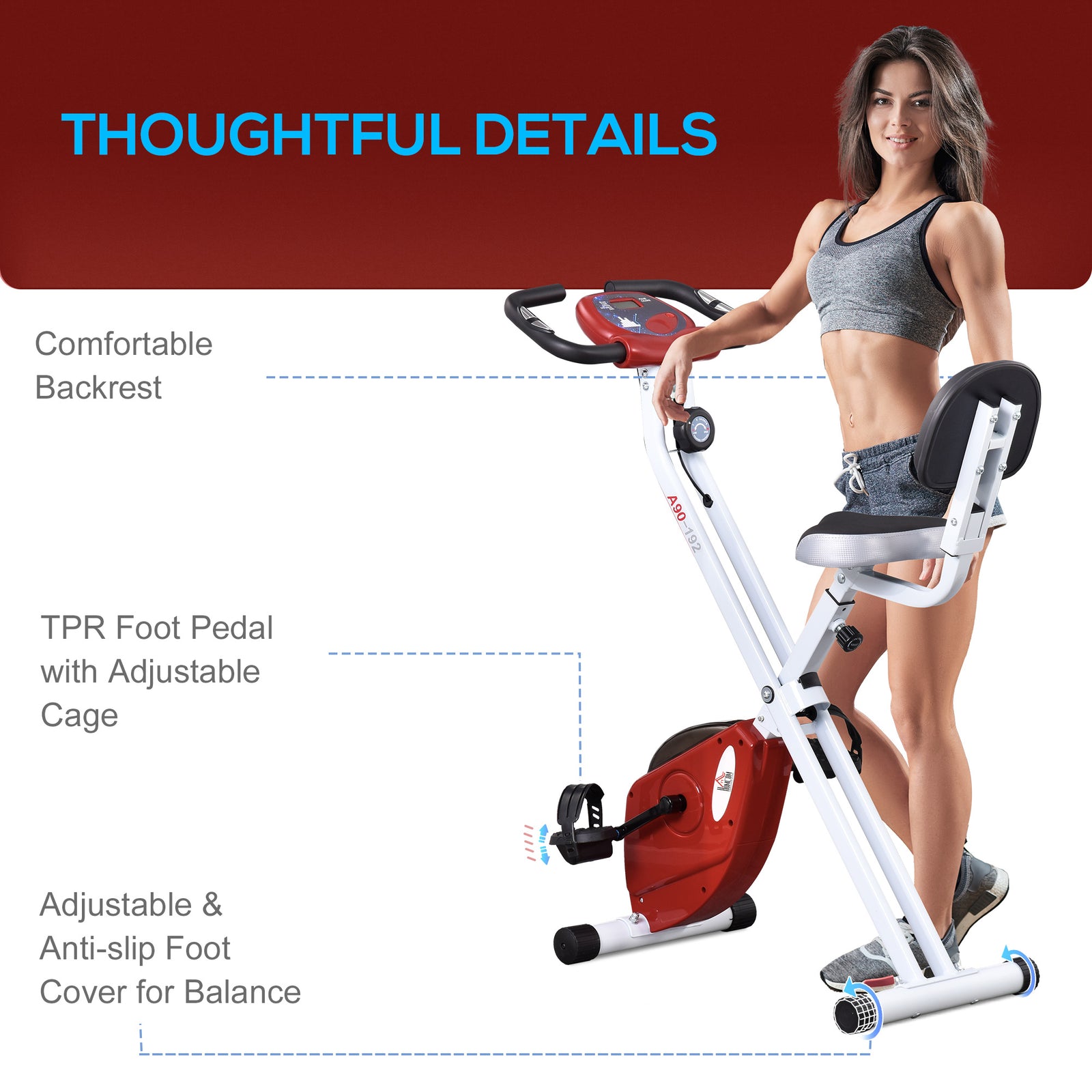 Magnetic Resistance Exercise Bike Foldable | Red