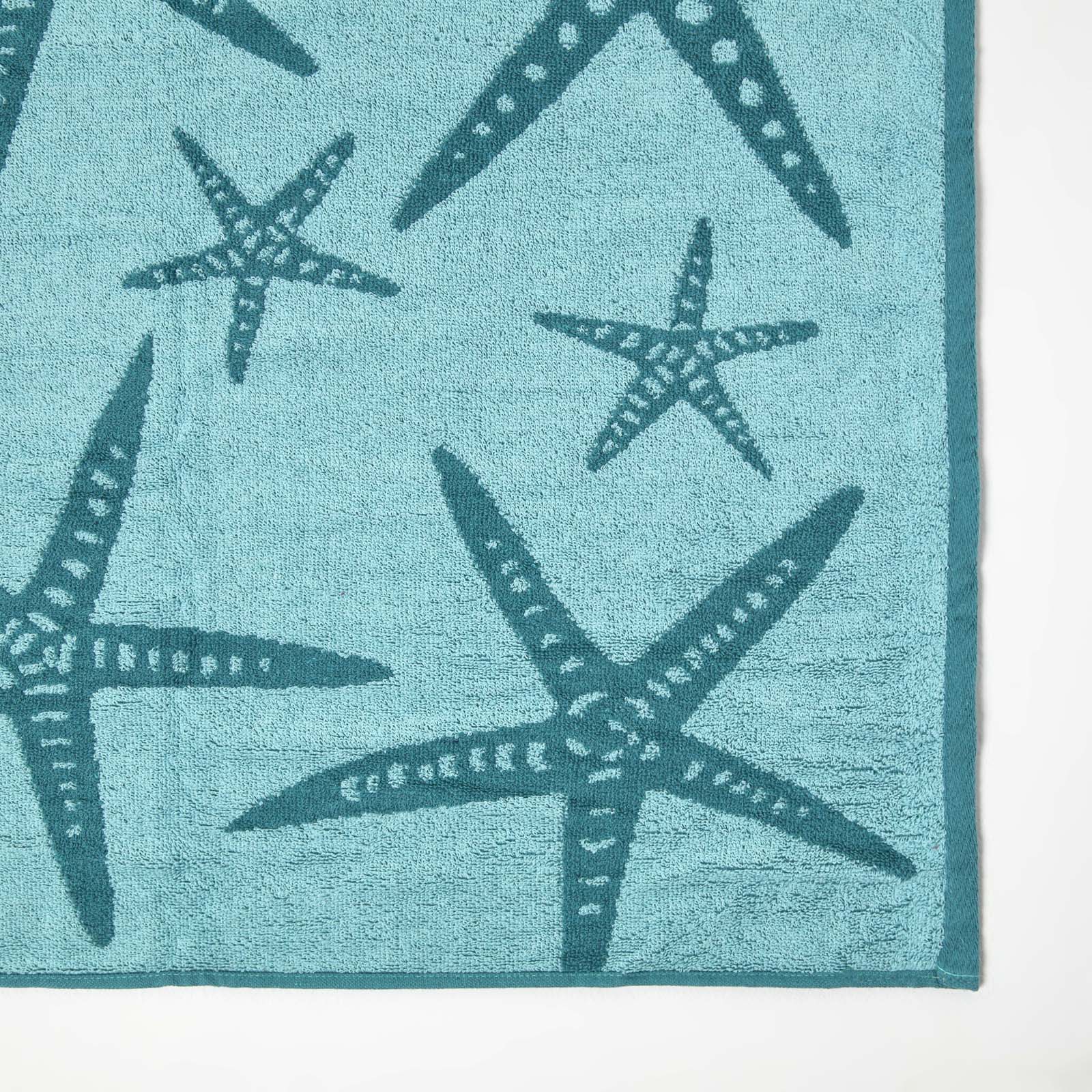 HOMESCAPES Blue Starfish 100% Recycled Cotton Beach Towel