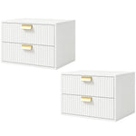 2pcs Modern Floating Nightstands,  2 Drawers Bedside Tables | White