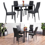 Rectangular Tempered Glass Dining Table For Kitchen Dining Room | Small | Black