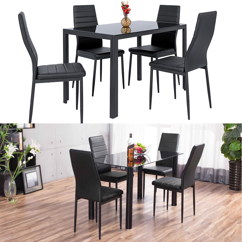 Rectangular Tempered Glass Dining Table For Kitchen Dining Room | Small | Black
