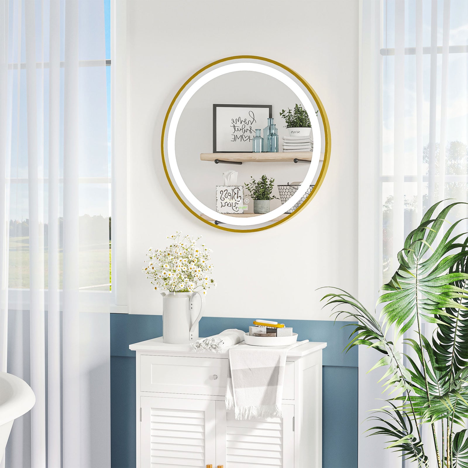Wall Mounted Led Bathroom Mirror 3 Light Colours