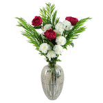 Pack Of 6 X 70cm White Artificial Carnation Stem 24 Flowers