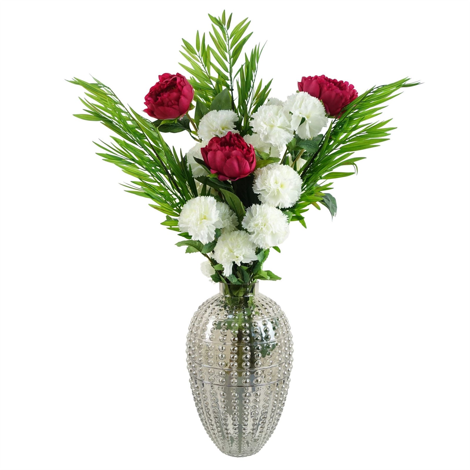 Pack Of 6 X 70cm White Artificial Carnation Stem 24 Flowers