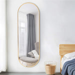 40x120cm Modern Oval Metal Full Length Wall Mirror | Gold