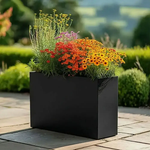 Long Zinc Galvanised Tall Trough Planter | 90cm x 30cm x 60cm | Matte Black