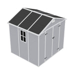 8x6ft Outdoor Plastic Tool Shed With Apex Roof & Floor, Double Doors, Ventilation & Window, Lockable Backyard Storage House