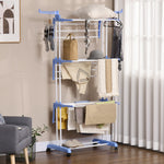 Foldable Clothes Drying Rack Steel Garment Dryer Casters | One Size | Blue