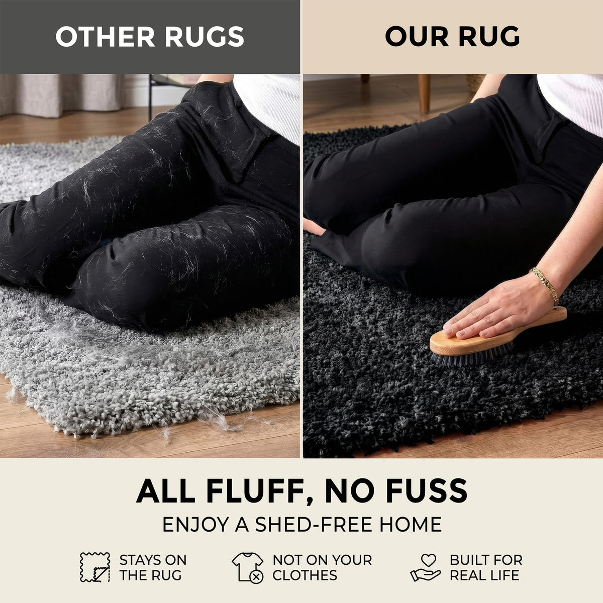 California Shaggy Rug Deep Pile | 60cm x 230cm | Black
