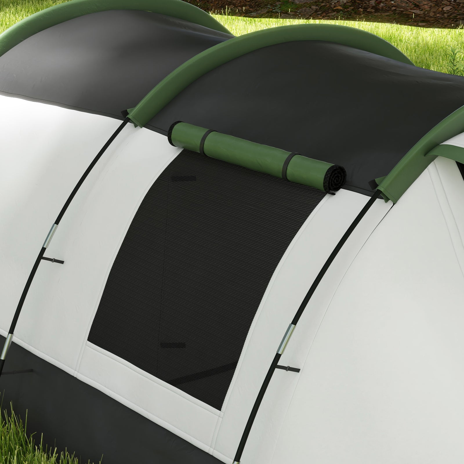 Tunnel Tent With Bedroom, Living Room And Porch For 3-4 Man | Green