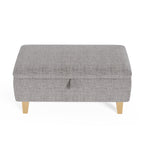 Linen Upholstered Storage Ottoman Footstool Compact Seat With Hidden Storage 71 X 37 X 34 Cm | Light Grey