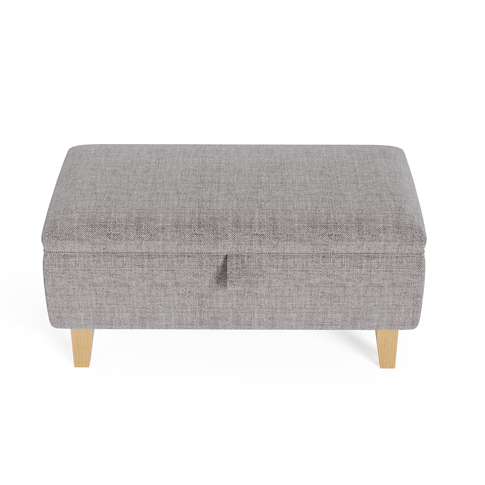 Linen Upholstered Storage Ottoman Footstool Compact Seat With Hidden Storage 71 X 37 X 34 Cm | Light Grey