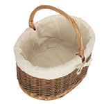 White Lined Country Oval Wicker Shopping Basket | Small | White
