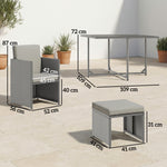 8 Seater Cube Rattan Garden Dining Set With Cushions | Light Grey