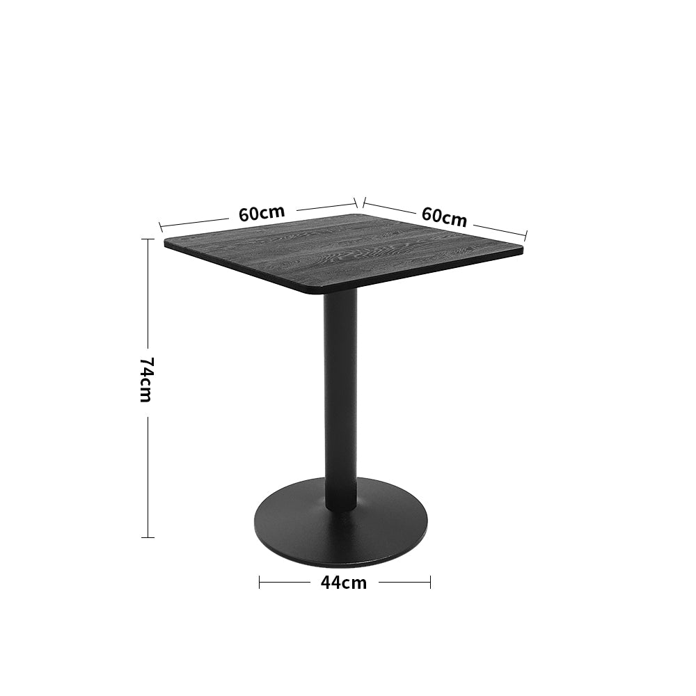 60*60*72cm Square Cafe Table With Metal Base | 60cm x 60cm | Black