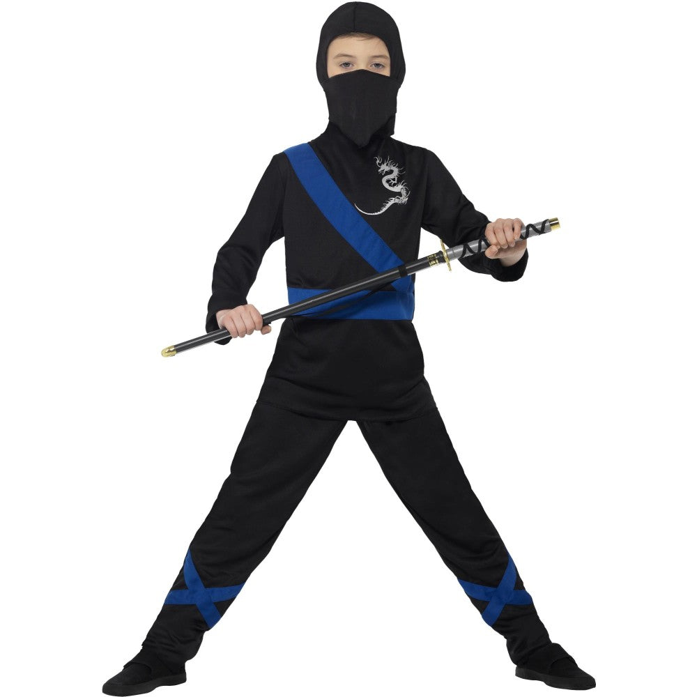 Ninja Assassin Costume, Black & Blue | Age 7-9