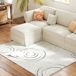 Swirl Pattern Washable Area Rug, Allergy-friendly Floor Carpet | M | Cream