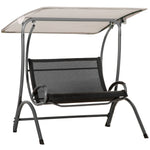 2 Seater Garden Swing Bench W/ Tilting Canopy And Texteline