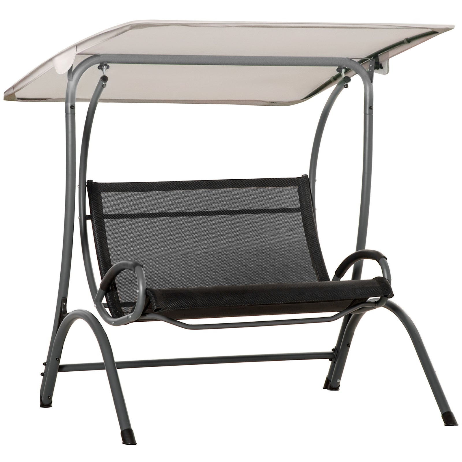 2 Seater Garden Swing Bench W/ Tilting Canopy And Texteline