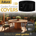 Premium Round Waterproof Garden Furniture Cover, Outdoor Patio Weatherproof Rattan Table & Chair Set Guard | 230 x 100cm | Black