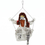 HOMCOM Halloween Animated Hanging Creepy Girl On Swing Decoration