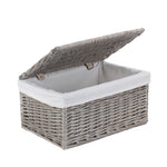 Wicker Antique Wash Cotton Lined Storage Basket | Small | Brown