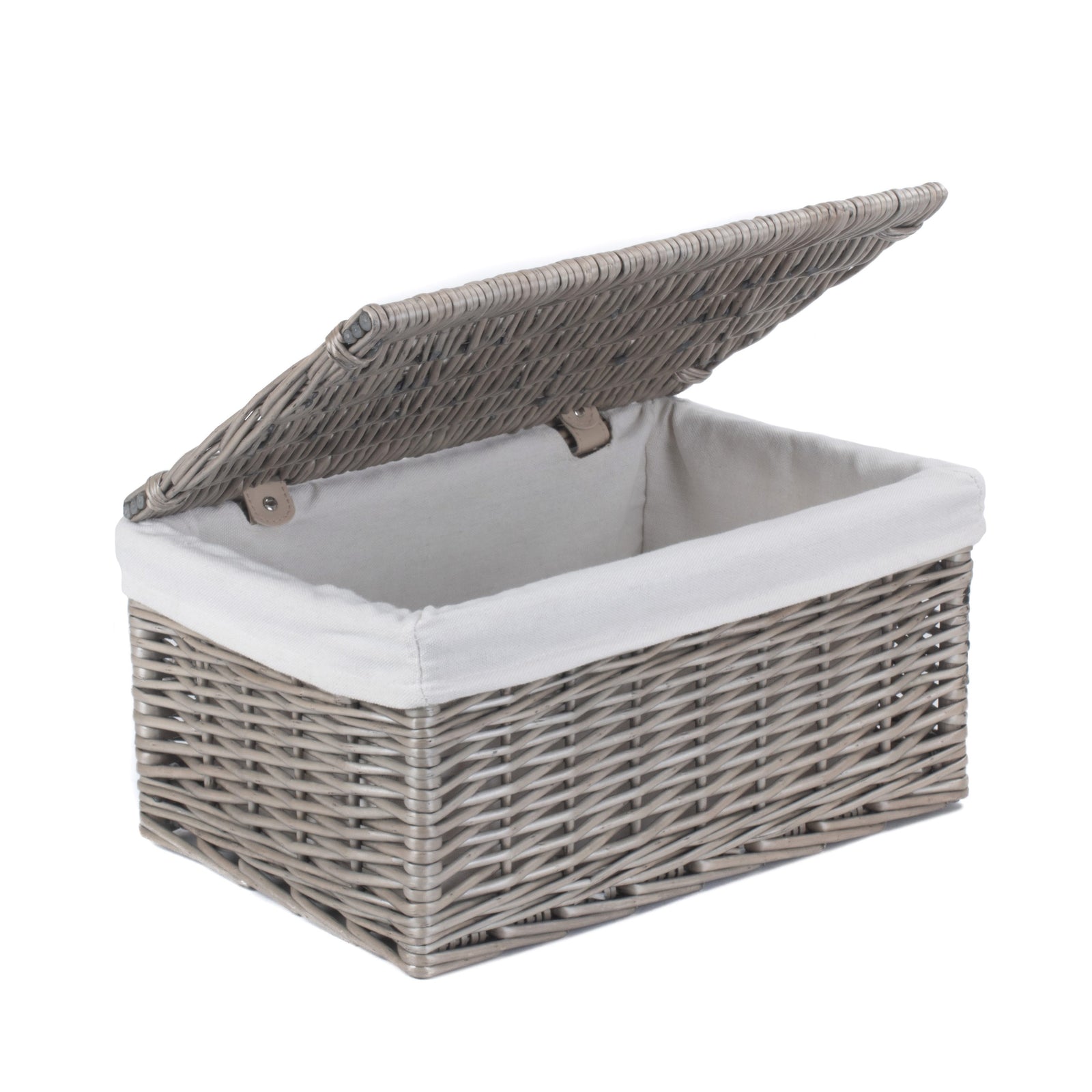 Wicker Antique Wash Cotton Lined Storage Basket | Small | Brown