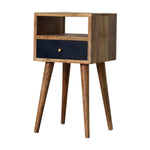 Solid Wood Mini Navy Blue Hand Painted Bedside