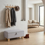 Modern Linen Upholstered Storage Bench | Grey