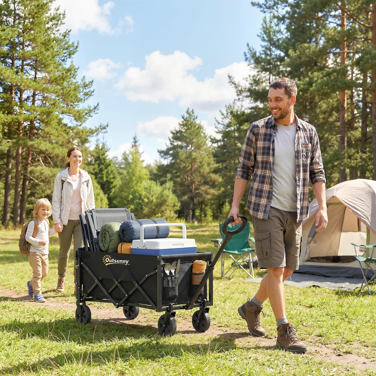 60l Festival Trolley On Wheels, Collapsible Wagon Cart | Black