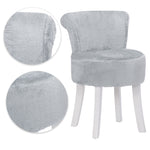 Modern Plush Upholstered Dressing Chair With White Legs Small Vanity Makeup Chair