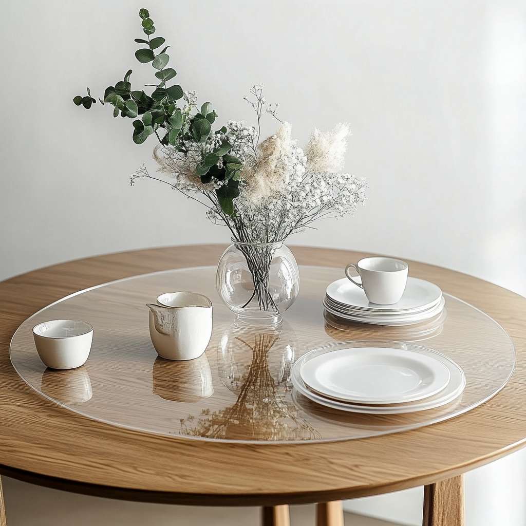 Pvc Round Table Protector Mat - Transparent | 90cm | Clear