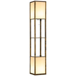 Shelf Floor Lamp With Dual Light For Living Room, Bedroom | One Size | Brown
