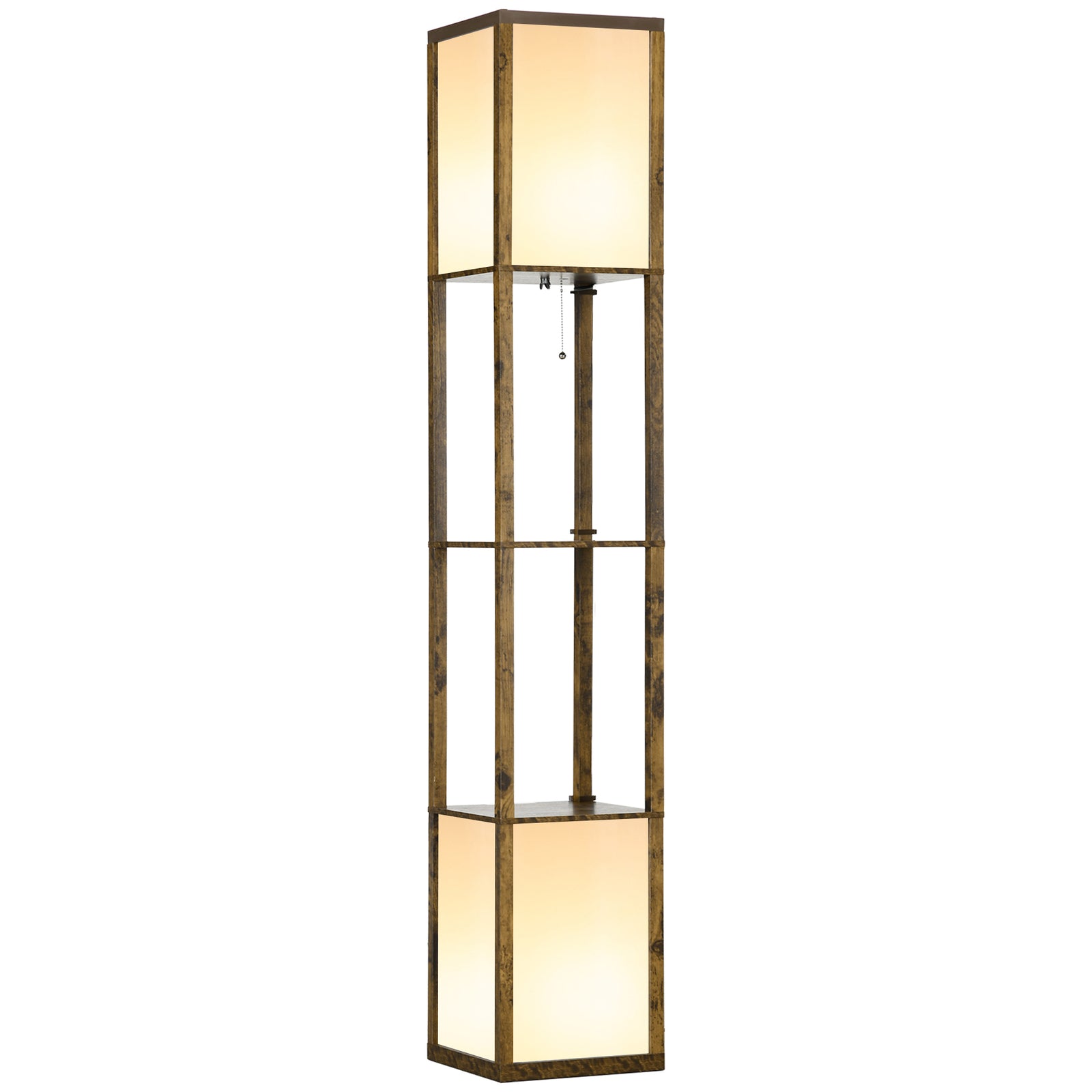 Shelf Floor Lamp With Dual Light For Living Room, Bedroom | One Size | Brown