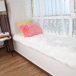 Rectangular Fluffy Shaggy Area Rug White Super Soft Plush Carpet For Bedroom | Small | White