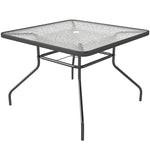 Square Patio Table, Tempered Glass, Steel Frame