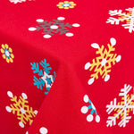 Cotton Christmas Red Snowflake Tablecloth | 54" x 70" | Red