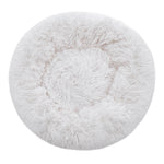 Dia 70cm Calming Round Donut Plush Dog Cuddler Bed Comfort Bed For Dogs | White