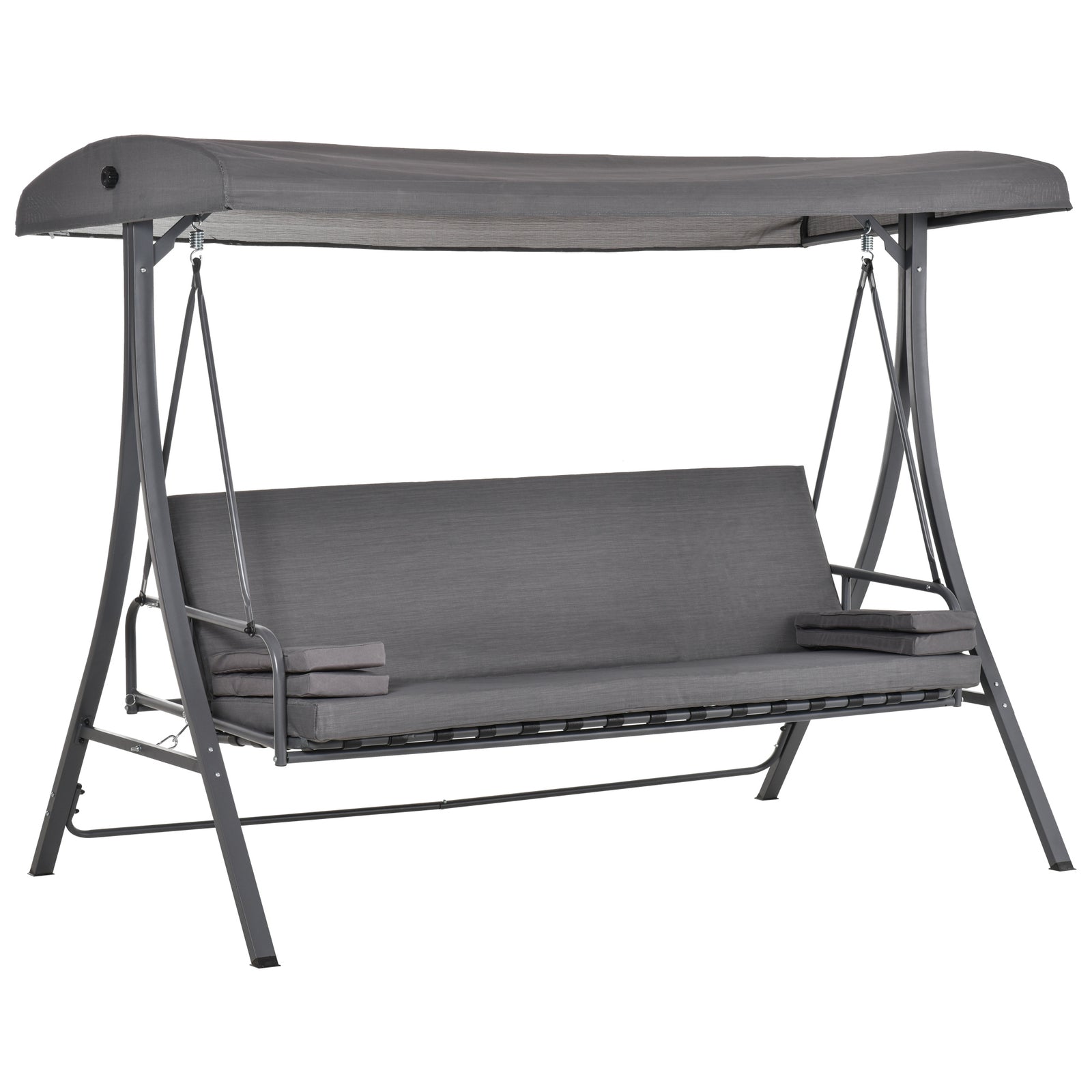 2-in-1 Patio 3 Seater Swing Chair Hammock W/ Cushion Canopy