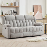 Lovell 3 Seat Manual Recliner Sofa With Central Console | Light Grey