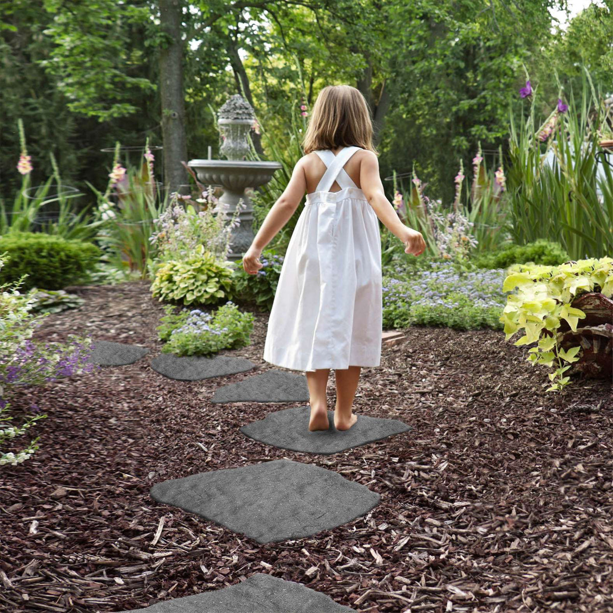 Rubber Garden Stepping Stones - Natural Stone | Set of 2 | Grey