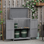 Wooden Garden Shed Double Door Tool Storage House | Dark Gray