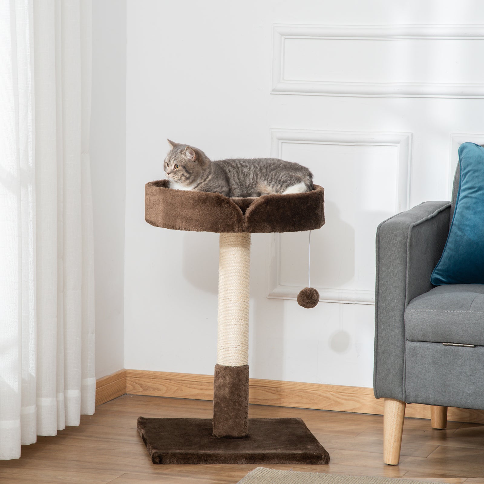 Small Cat Tree For Indoor Cats W/ Sisal Scratching Post Bed Cushion Toy