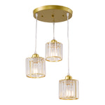 Modern 3-light Pendant Ceiling Light Adjustable Hanging Fixture With Crystal Glass Shades | Gold