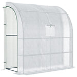 Walk-in Lean-to Greenhouse With Shelf 200x100x215cm | White